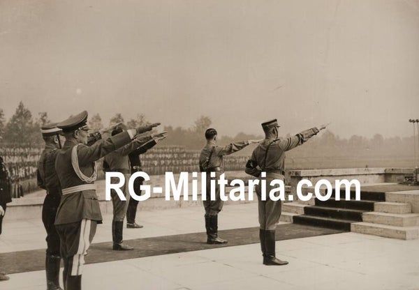 Original WW2 German Press Photo - Viktor Lutze, Rudolf Hess, and Adolf Hitler at the Reichsparteitag Nürnberg (1937)