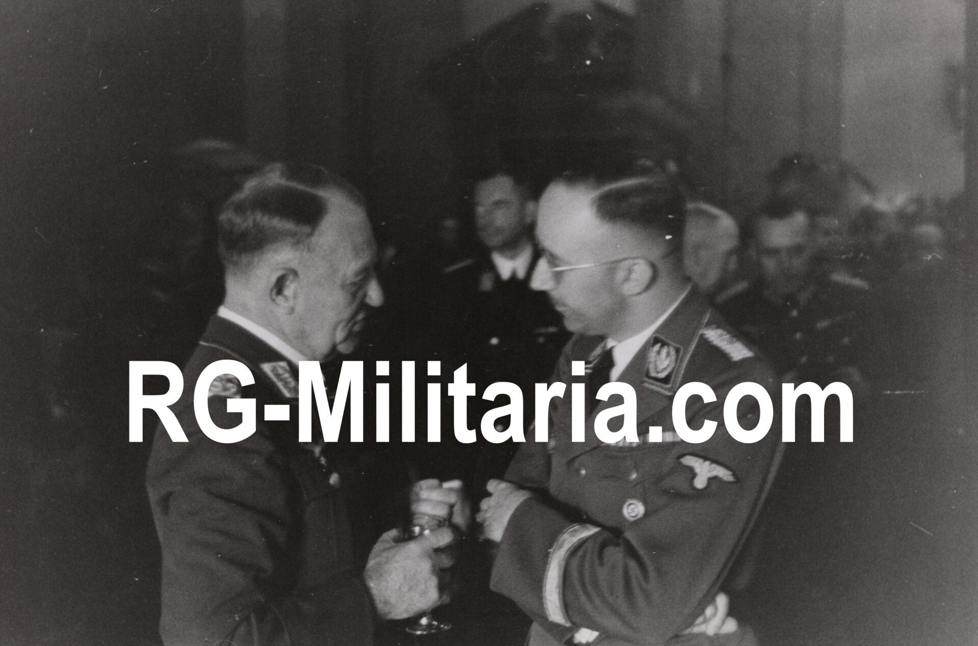 Original WW2 German Press Photo - Heinrich Himmler and Friedrich Christiansen at Kasteel Oud Wassenaar, Holland (1942)