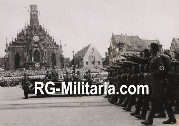 Original WW2 German Press Photo - NSFK NS Fliegerkorps parade, Adolf Hitler, Christiansen, Hess, Göring, Reichsparteitag Nürnberg (1938)
