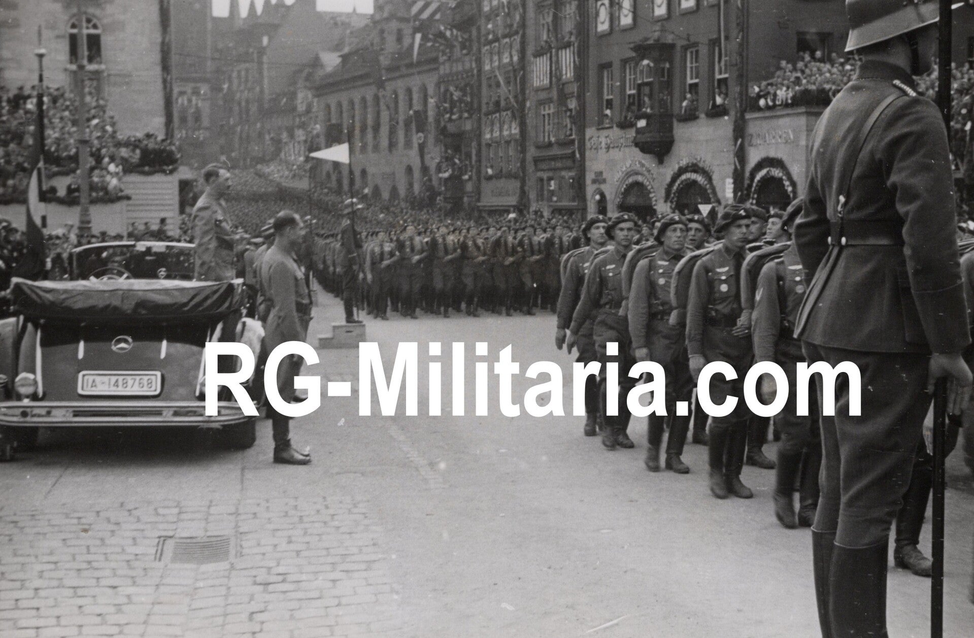 Original WW2 German Press Photo - NSFK NS Fliegerkorps parade, Adolf Hitler, Christiansen, Hess, Göring, Reichsparteitag Nürnberg (1938)