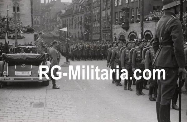 Original WW2 German Press Photo - NSFK NS Fliegerkorps parade, Adolf Hitler, Christiansen, Hess, Göring, Reichsparteitag Nürnberg (1938)