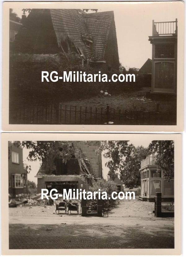 Original WW2 German Photo - Destroyed house in Wageningen, Holland, May (1940)