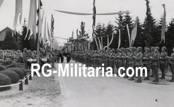 Original WW2 Dutch Press Photo - LVA Luchtvaartafdeeling gathering Soesterberg, July, Prince Bernhard arrives (1938)