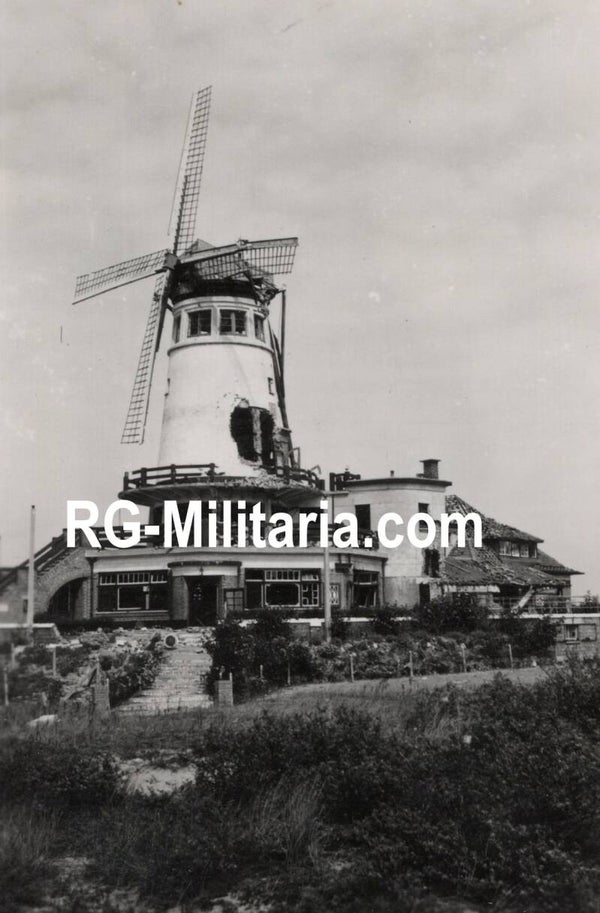 Original WW2 German Photo - Destroyed windmill de Hooge Blekker, Koksijde, Belgium, May (1940)