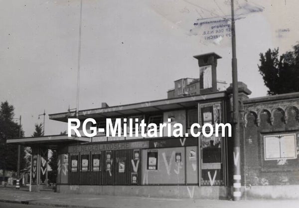 Original WW2 Dutch Collaboration NSB Press Photo - Nederlandsche Unie office vandalism by the NSB (1941)