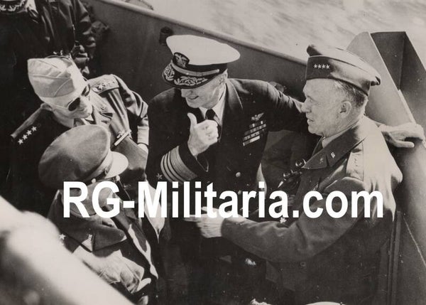 Original WW2 US Press Photo - General Dwight D. Eisenhower crossing the English Channel just after D-Day, Operation Overlord (1944)