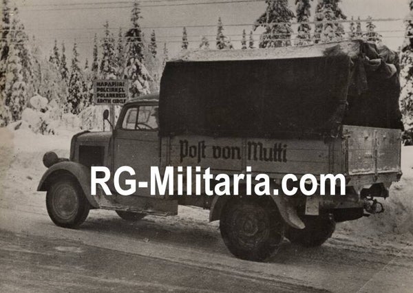 Original WW2 German Press Photo - NSKK Feldpostwagen ''Post von Mutti'' Eismeerfront