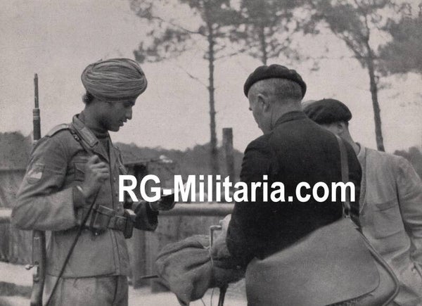 Original WW2 German Bilderdienst Press Photo - Indian volunteers Legion Freies Indien, IR 950 PAK training, Atlantic Wall, France (1944)