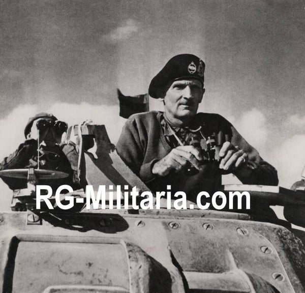 Original WW2 British Press Photo - General Montgomery in a tank
