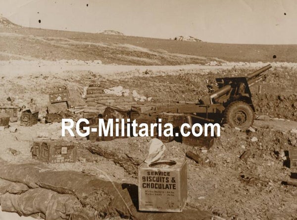 Original WW2 German Press Photo - British canon captured by the Italian troops in Tunis (1943)