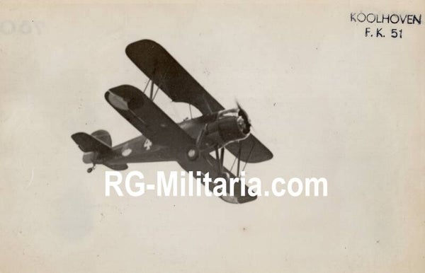 Original WW2 Dutch LVA Photo - Dutch LVA airplane Koolhoven FK 51 ''4'', Waalhaven, Rotterdam (1937)