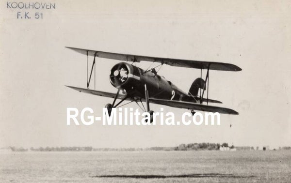 Original WW2 Dutch LVA Photo - Dutch LVA airplane Koolhoven FK 51 ''2'', Waalhaven, Rotterdam (1937)