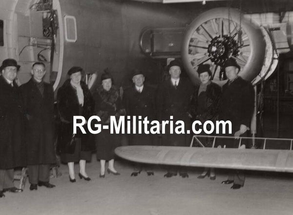 Original WW2 Dutch Press Photo - Officials visit the Fokker TV T5 assembly line at the Fokker factory, Papaverweg, Amsterdam (1938)