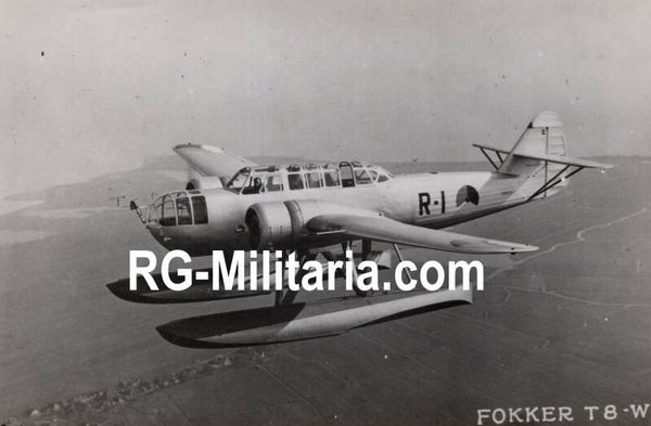 Original WW2 Dutch LVA Photo - MLD Fokker T8-W water bomber airplane ''R-I''