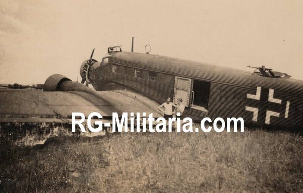 Original WW2 German Photo - Crash landed Junkers Ju 52 airplanes, May, Holland (1940)