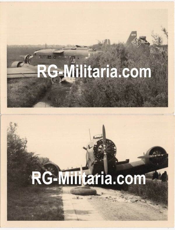 Original WW2 German Photo - Rijksweg near Delft with landed Junkers JU 52 airplane, Blitzkrieg May, Holland (1940)