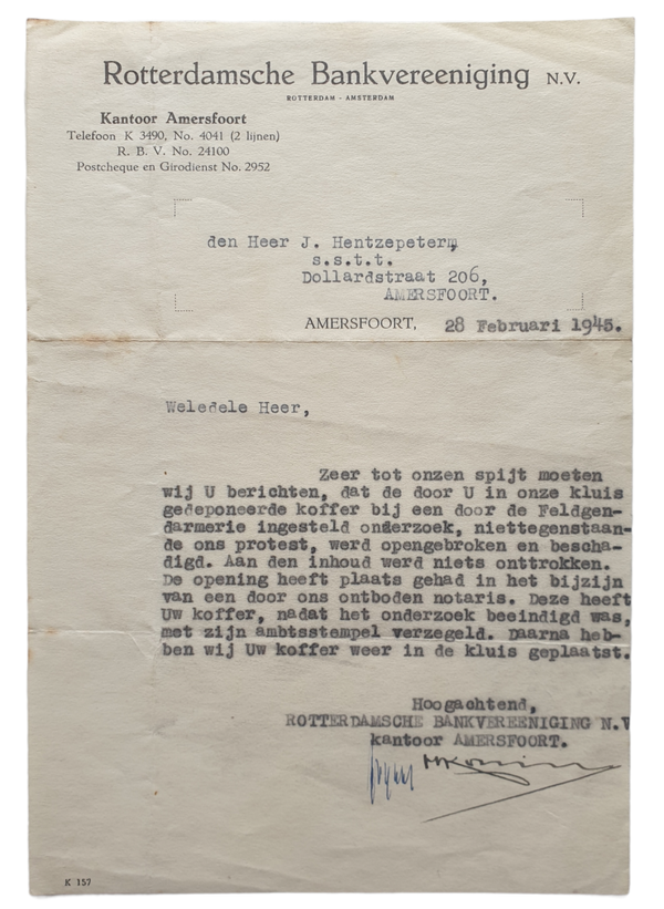 Letter Feldgendarmerie control banksuitcase