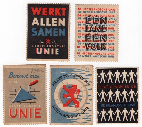 Dutch Nederlandsche Unie - 5 posterstamps
