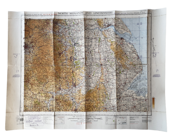 British map - North midlands and lincolnshire 1940