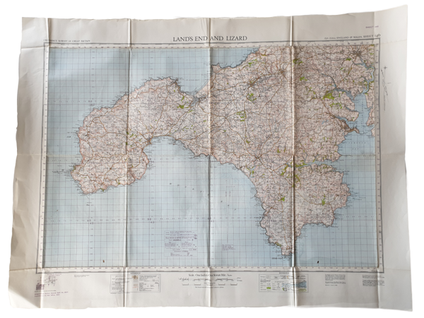British map - Land's end and lizard 1940
