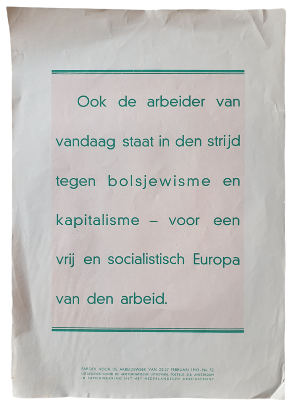 NAF - mini poster Parool voor de arbeidsweek 1942 no. 52