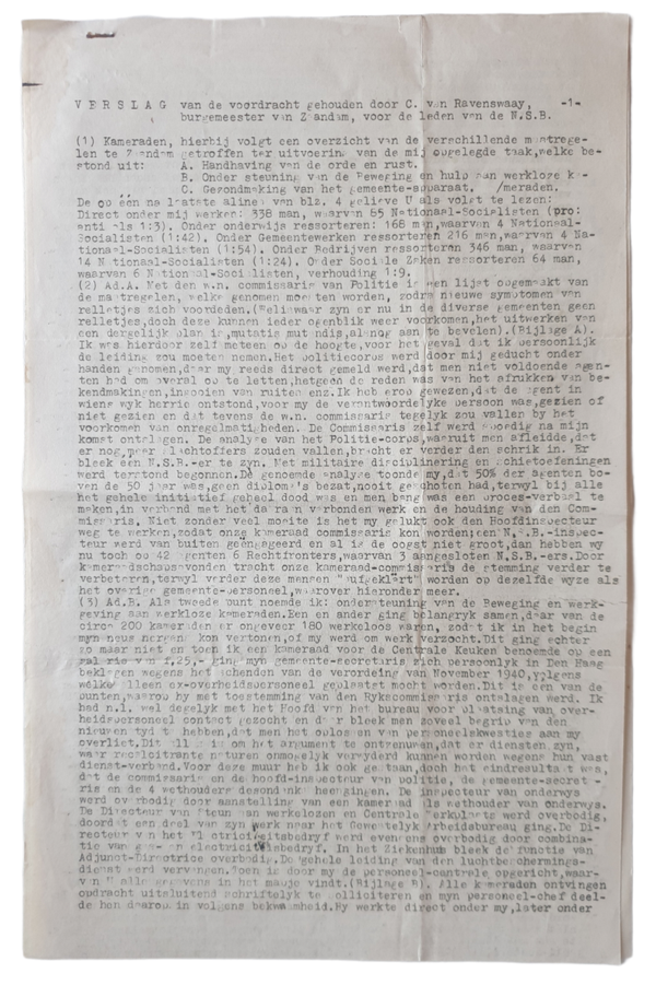 Speech by the NSB mayor of Zaandam C. van Ravensswaay