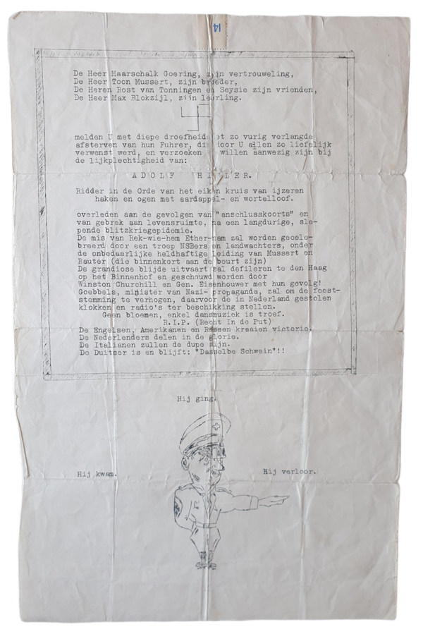 Satirical death card Adolf Hitler 1945