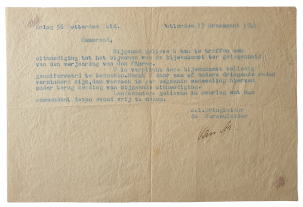 Document NSB kring 56 Rotterdam-Zuid 17th April 1944
