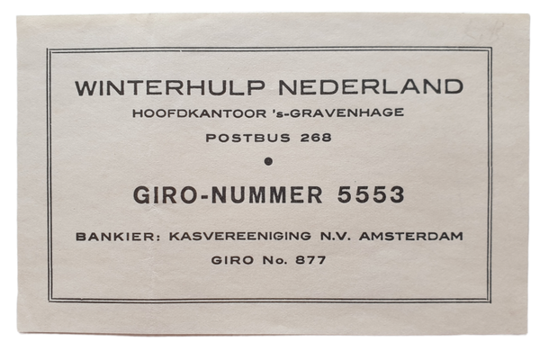 WHN - Winterhulp Nederland donation card