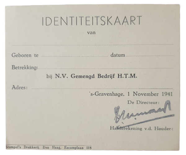 Unused ID card HTM The Hague