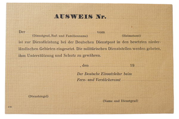 Unused Ausweis Deutschen Dienstpost