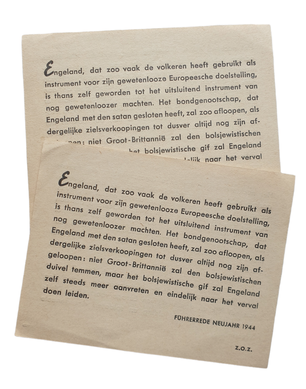 Flyer - ''Führerrede Neujahr 1944''
