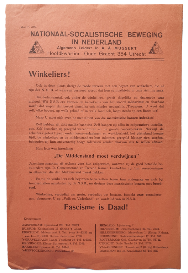 NSB flyer - ''Winkeliers!''