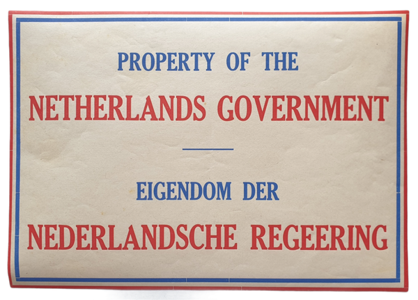 Sticker ''Property of the Netherlands Government''