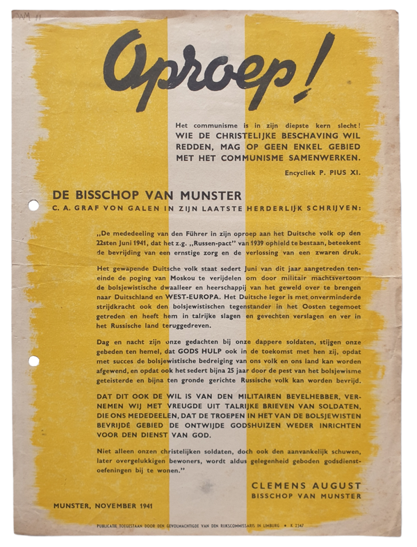 Call against Communism Clemens August ''Bisschop van Munster''