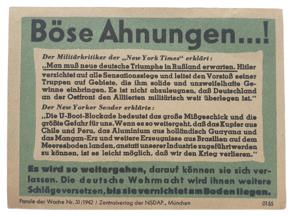 NSDAP Parole der Woche Nr. 31 (1942)