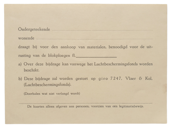 LBD - Luchtbeschermingsdienst donation card