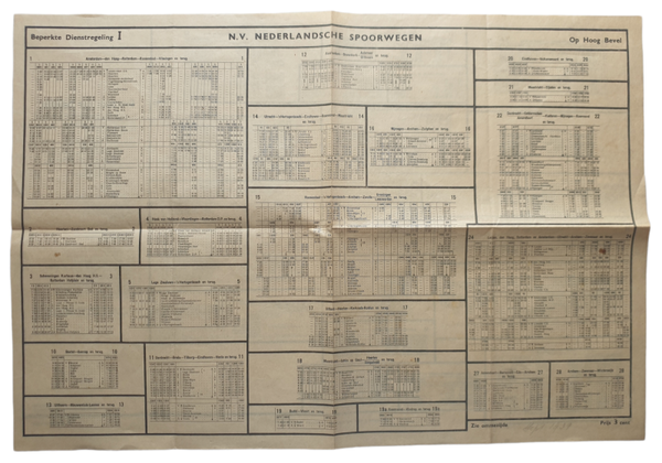 NS railroads adjusted timetable September 1939