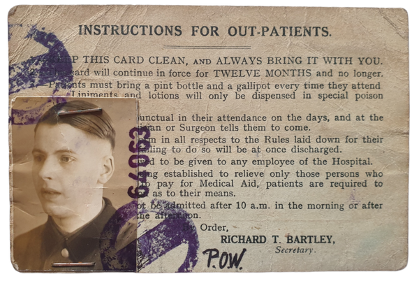 POW Prisoner of War hospital card