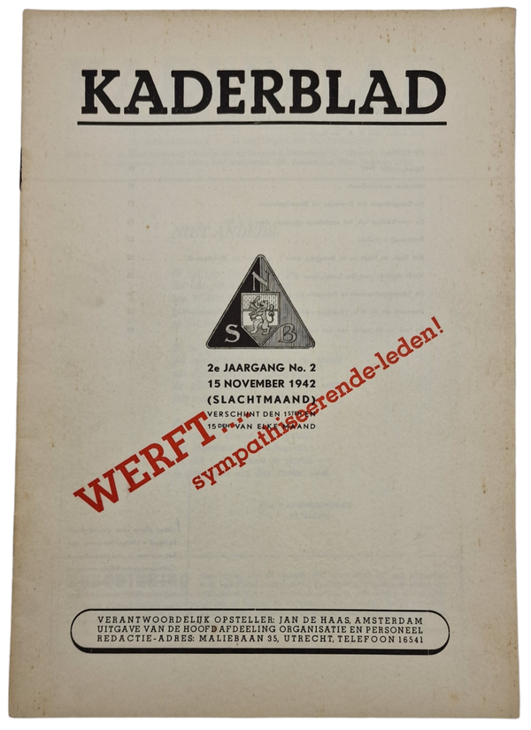 Orginal WW2 Dutch Collaboration NSB Magazine - NSB Kaderblad 2nd year no. 2 (1942)