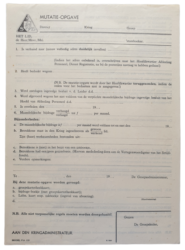 Unused NSB payment statement