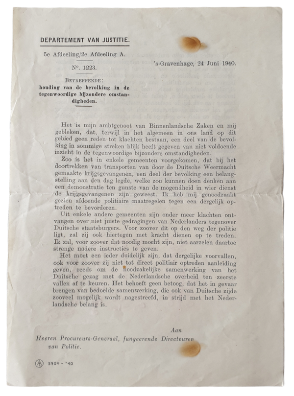 Document - Notice attitude of the population 24th of June 1940