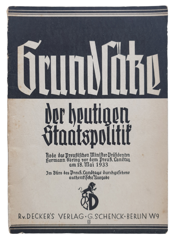 Brochure - Grundsätze der heutigen Staatspolitik, Hermann Göring (1933)
