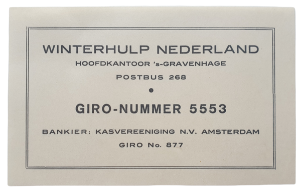 WHN - Winterhulp Nederland donation card
