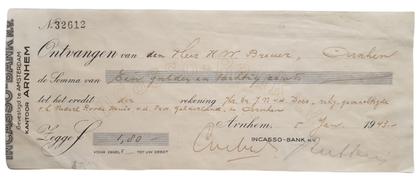 Document - Donation Dutch Red Cross (1943)