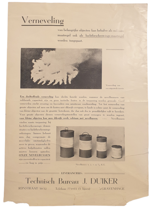 LBD - Luchtbeschermingsdienst promotional flyer for ''Nevelbussen'',  J. Duiker