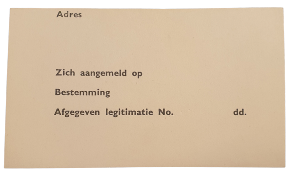 Original WW2 Dutch LBD - Luchtbeschermingsdienst registration card