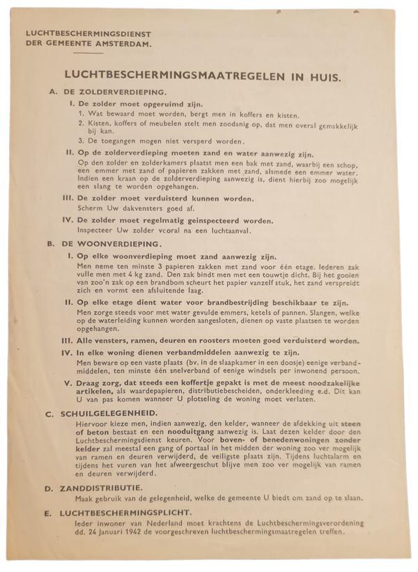 LBD - Luchtbeschermingsdienst Amsterdam ''Luchtbeschermingsmaatregelen in huis''