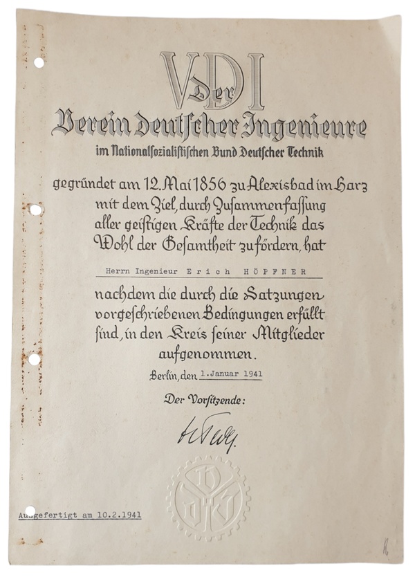 Document - VDI Der Verein Deutscher Ingenieure Nationalsozialistischen Bund Deutscher Technik, Berlin (1941)
