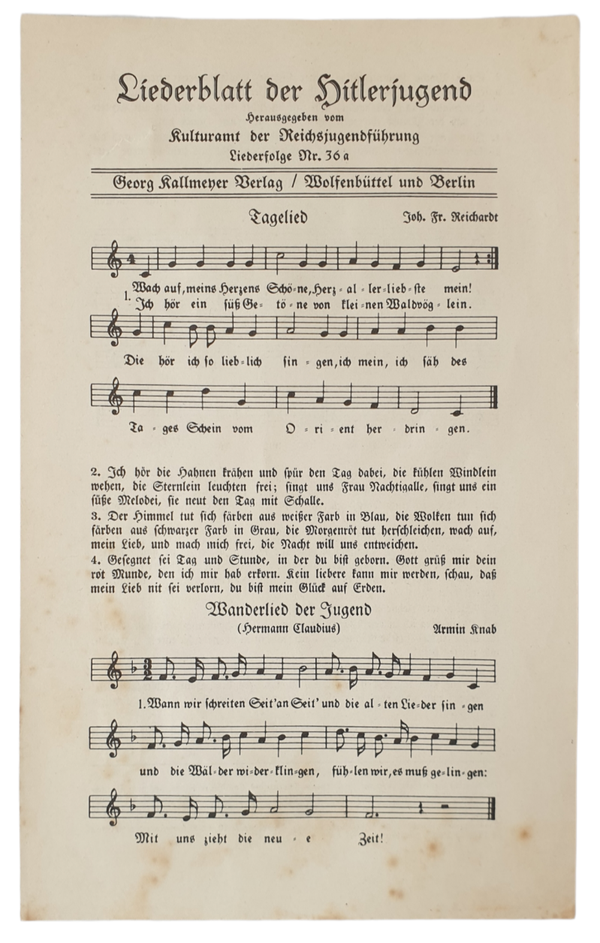 Document - Liederblatt der Hitlerjugend nr. 36 a